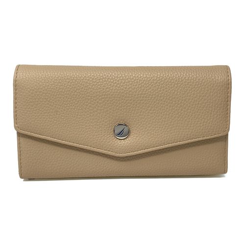 Billetera flap Náutica color café para mujer