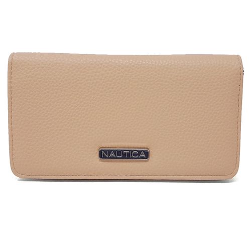 Billetera flap Náutica color café para mujer