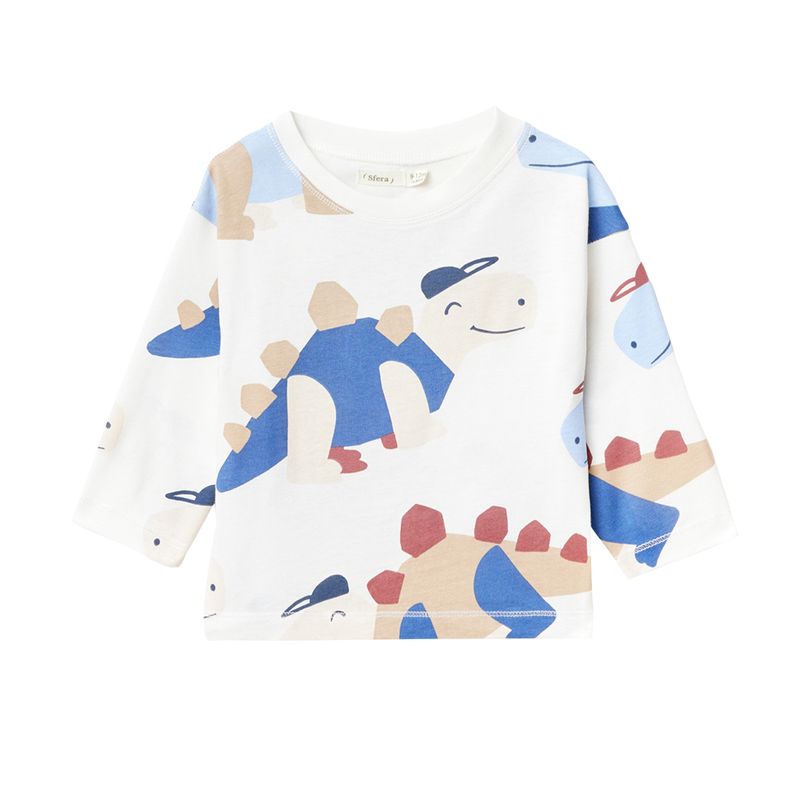 Camiseta blanca con estampado de dinosaurio para bebe nino