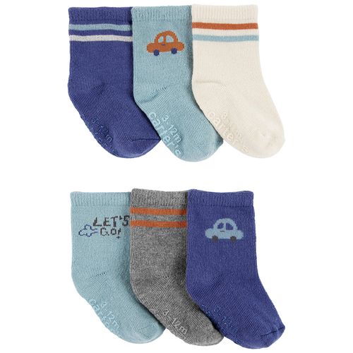 Set de 6 pares de calcetines multicolor sólido para bebé niño