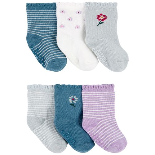 Set de 6 pares de calcetines multicolor sólido para bebé niña