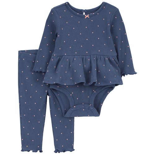 Conjunto de 2 piezas azul con estampado para bebé niña