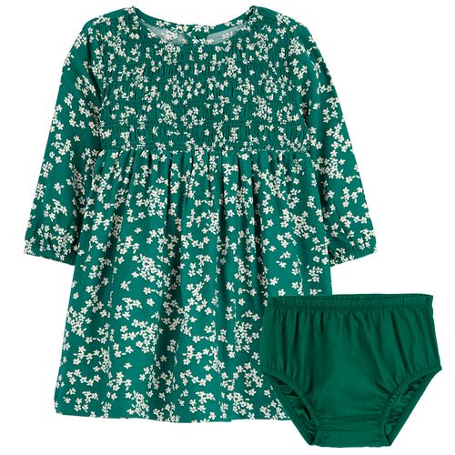 Vestido verde con estamapado floral para bebé niña