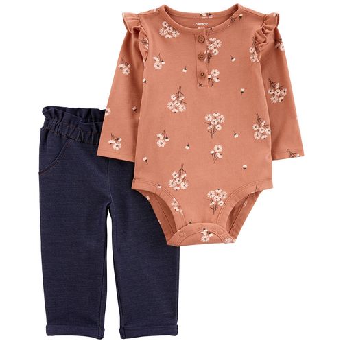 Conjunto de 2 piezas bicolor con estampado para bebé niña