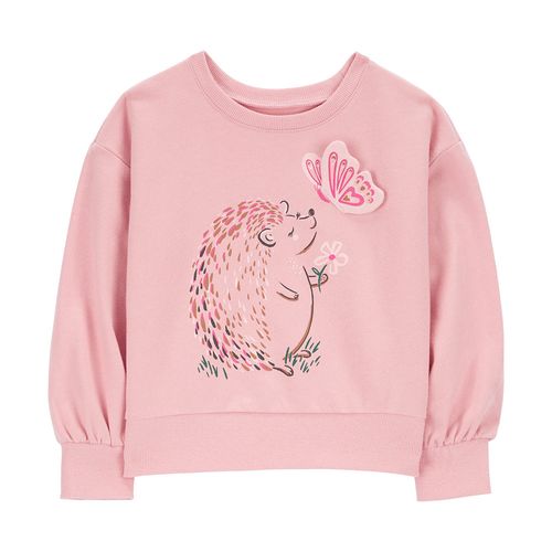 Sudadera rosada con estampado de erizo para bebé niña