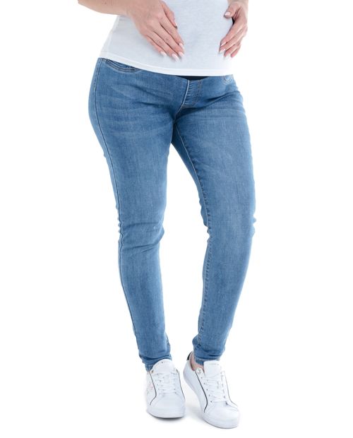 Jeans Sabrina maternal skinny lavado medio de cintura alta para mujer
