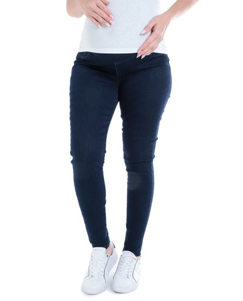 Jeans Sabrina maternal skinny lavado oscuro de cintura alta para mujer