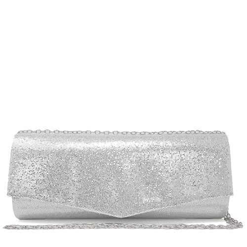 Cartera clutch Sasha color plateado para mujer
