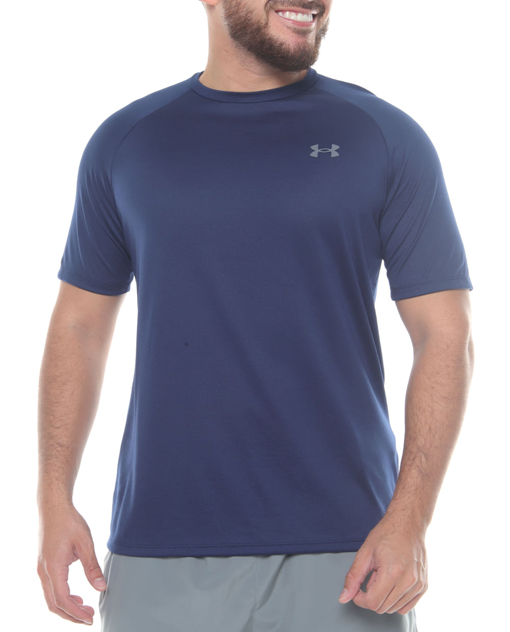Camiseta deportiva básica Under Armour azul navy sólida para hombre, image size:1000x1240