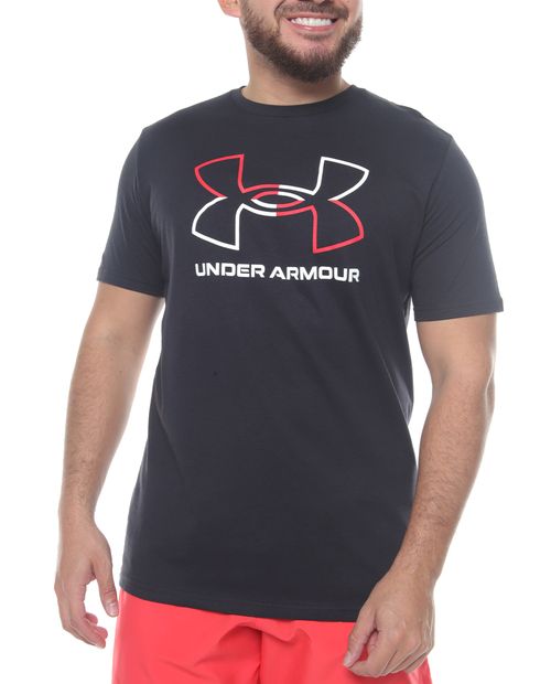 Camiseta deportiva Under Armour negra logo estampado para hombre