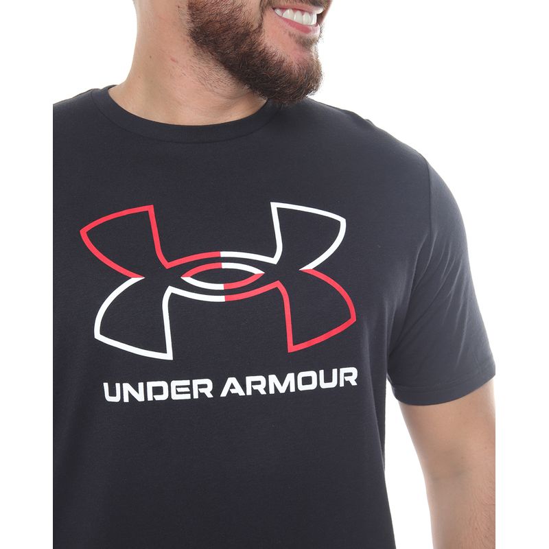 Camiseta deportiva Under Armour negra logo estampado para hombre