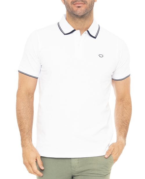 Camisa polo Oscar de la Renta blanca sólida para hombre