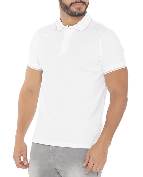 Camisa polo Oscar de la Renta blanca sólida para hombre