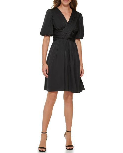 Vestido DNKY formal negro manga 3/4 para mujer