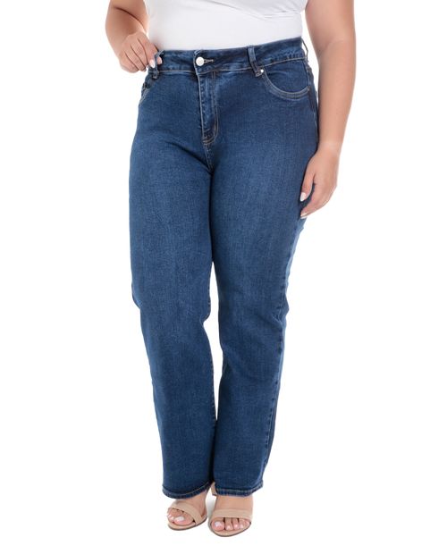 Jeans Sabrina straight azul de cintura alta para mujer