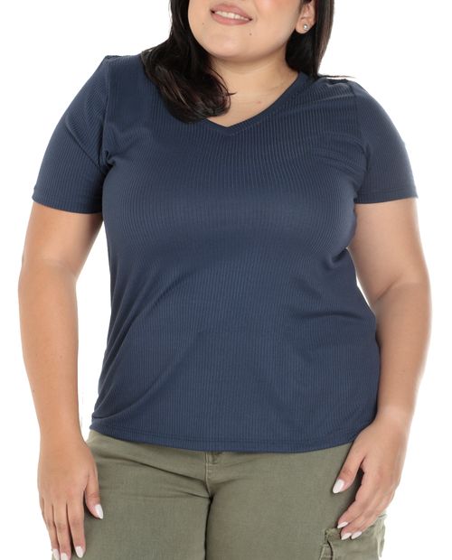 Camiseta Sabrina azul manga corta para mujer