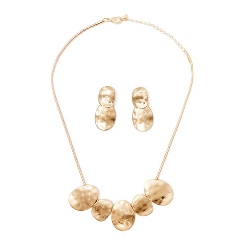 Set de collar + aretes color dorado para mujer