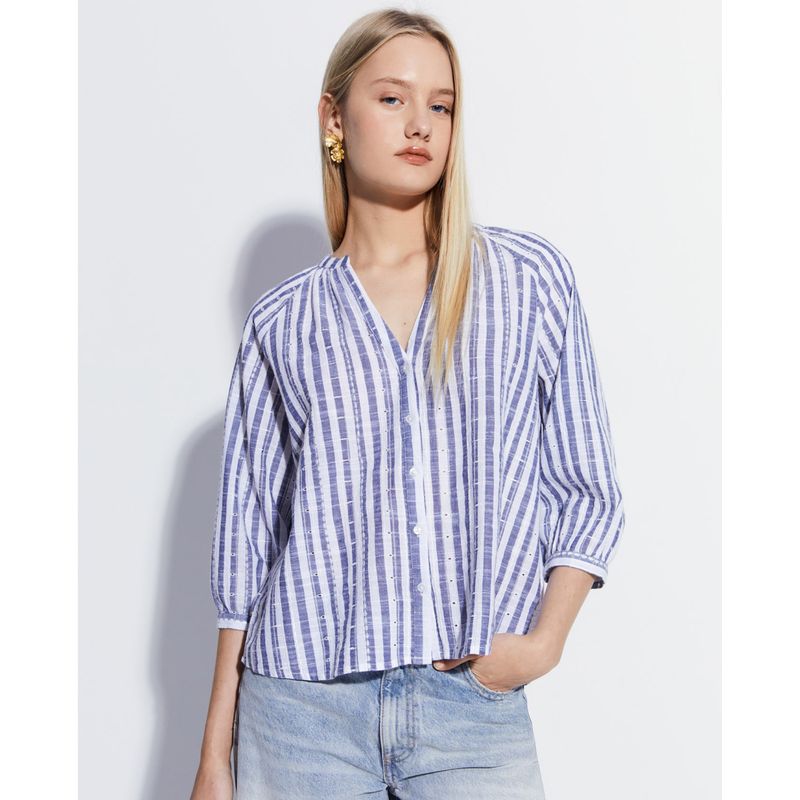 Blusa Sfera casual rayada mangas 3 4 para mujer