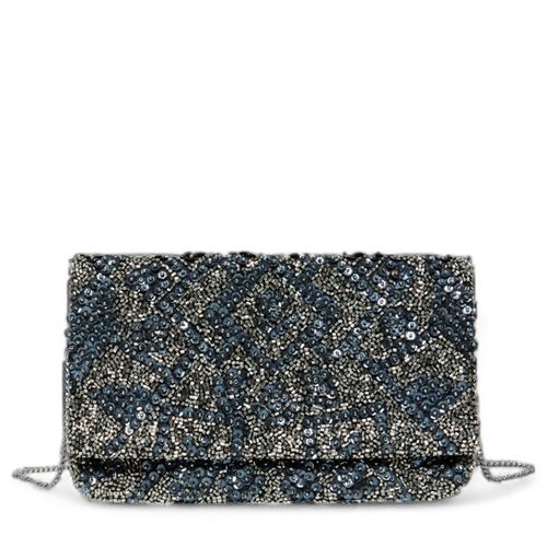 Cartera clutch Sfera color plateado/azul para mujer