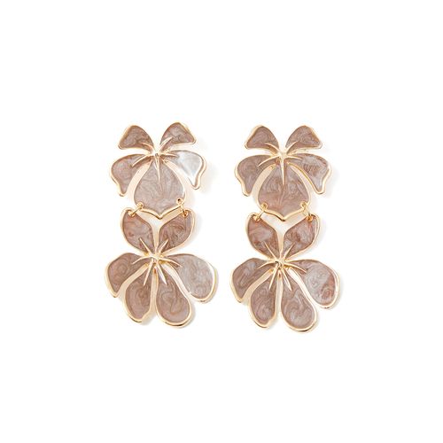 Aretes largos bicolor para mujer