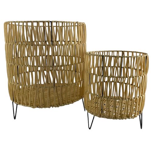Juego de dos canastas de rattan 30x35 cm
