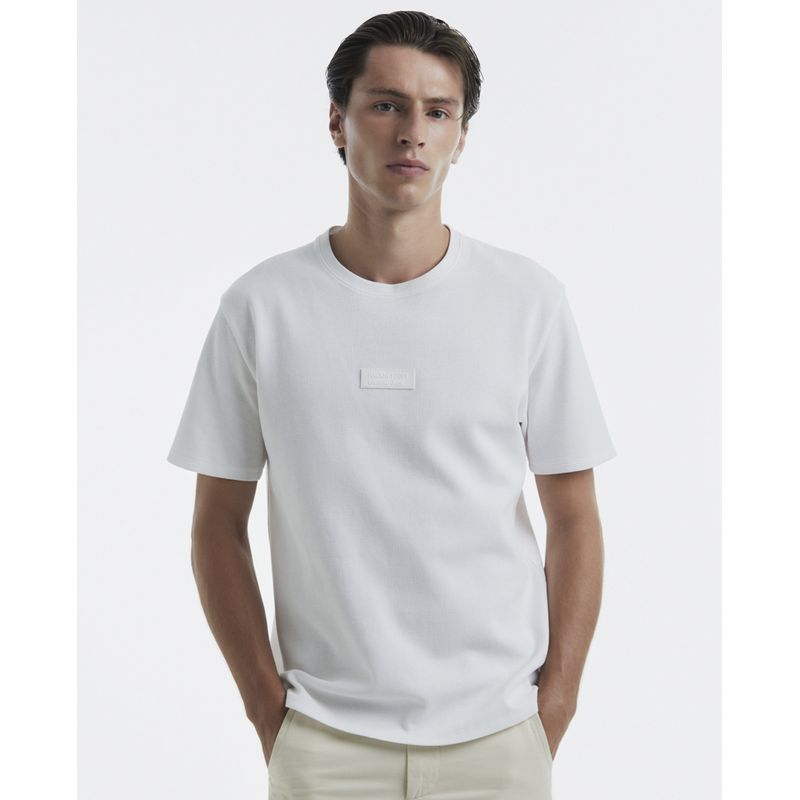 Camiseta Sfera regular fit blanca texturizada para hombre