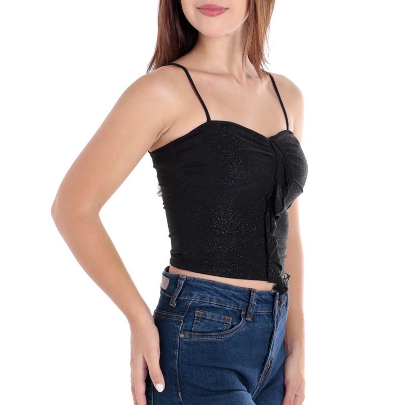 Crop top negro de tirantes sale