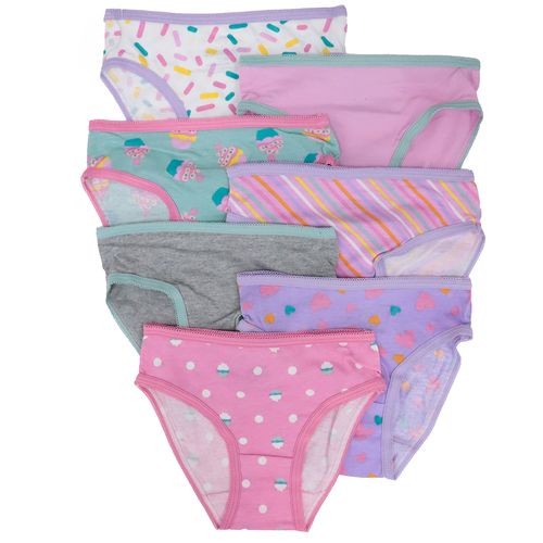 Set de 7 piezas ropa interior multicolor con estampado para niña