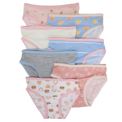 Set de 7 piezas ropa interior multicolor con estampado para niña