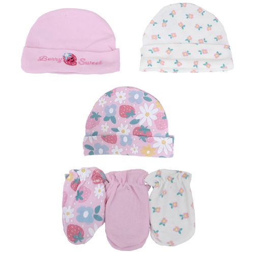 Set de gorro y guantes con estampado para bebé niña