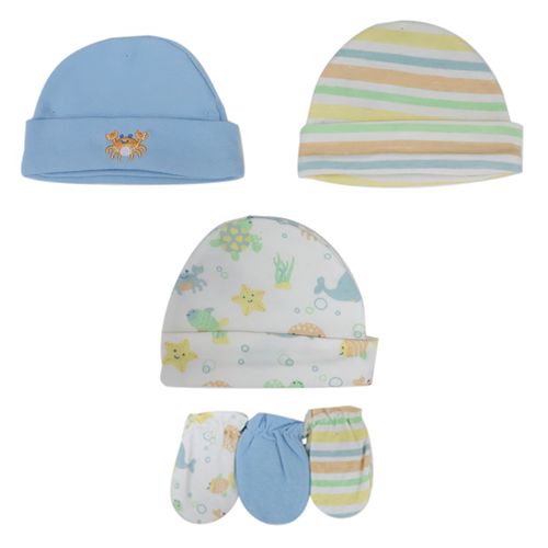 Set de gorro y guantes con estampado para bebé niño