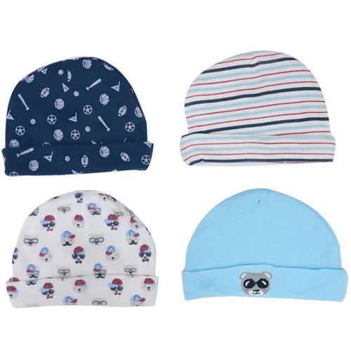 Set de 4 gorros multicolor con estampado para bebé niño