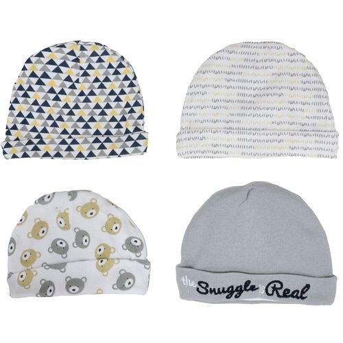 Set de 4 gorros multicolor con estampado para bebé niño