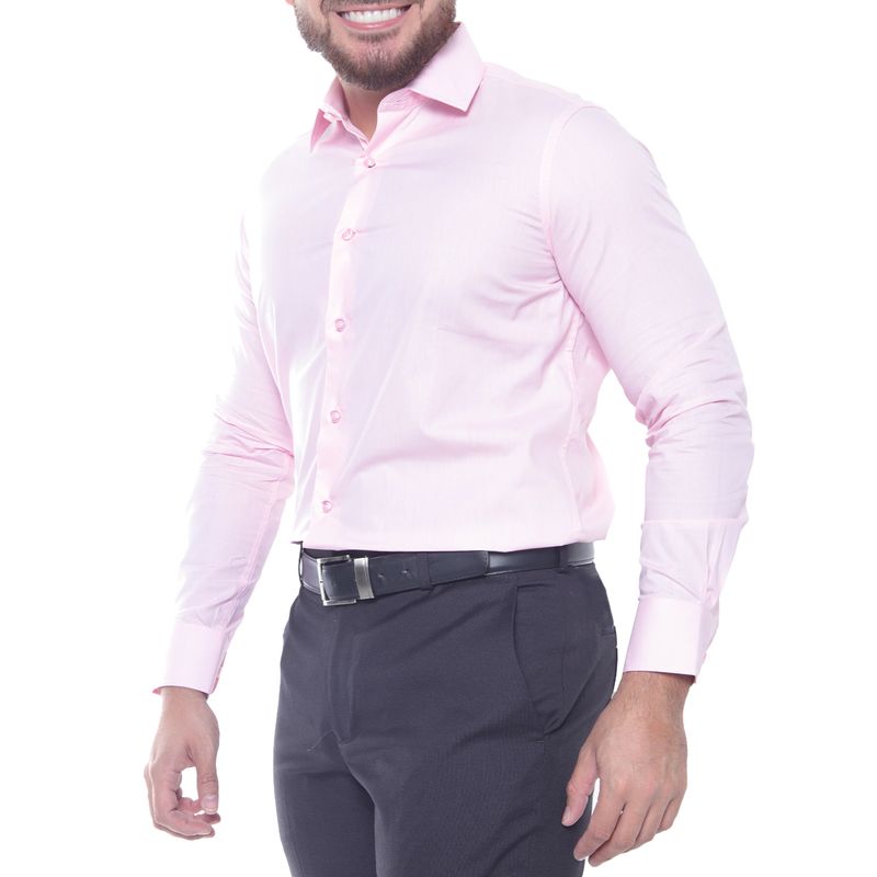 Camisa de vestir Unexpected rosada sólida para hombre Siman