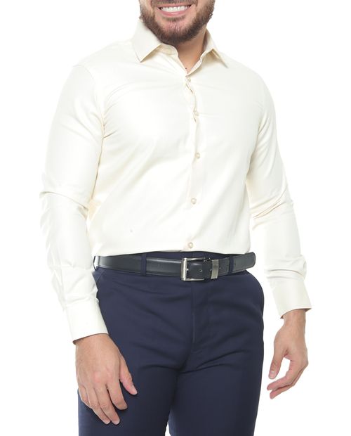 Camisa de vestir Unexpected beige sólida para hombre