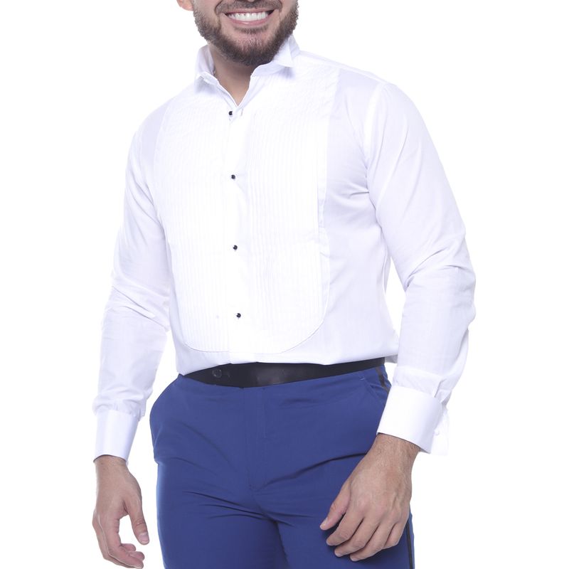 Camisa para smoking Unexpected slim fit blanca plisada para hombre