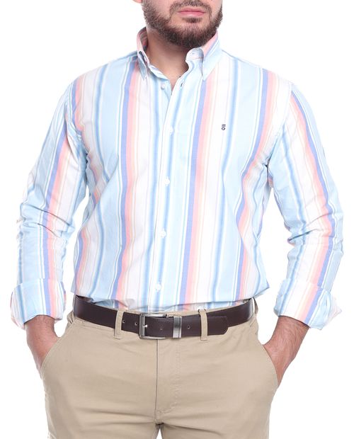 Camisa casual PuroEGO multicolor rayada para hombre