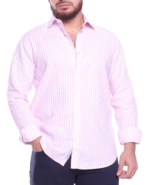 Camisa casual PuroEGO rosada rayada para hombre