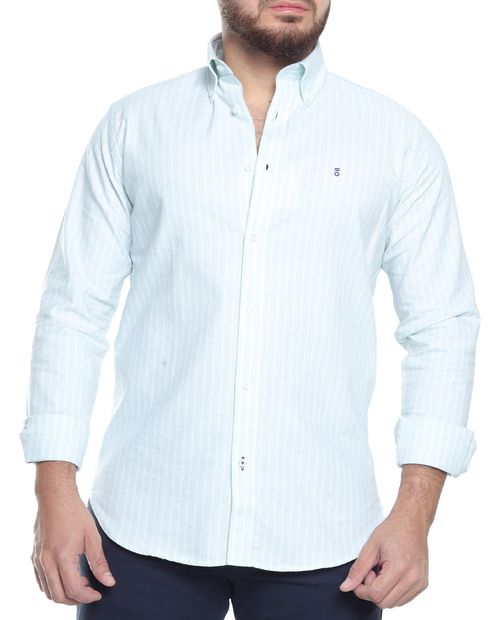 Camisa casual PuroEGO verde claro rayada para hombre