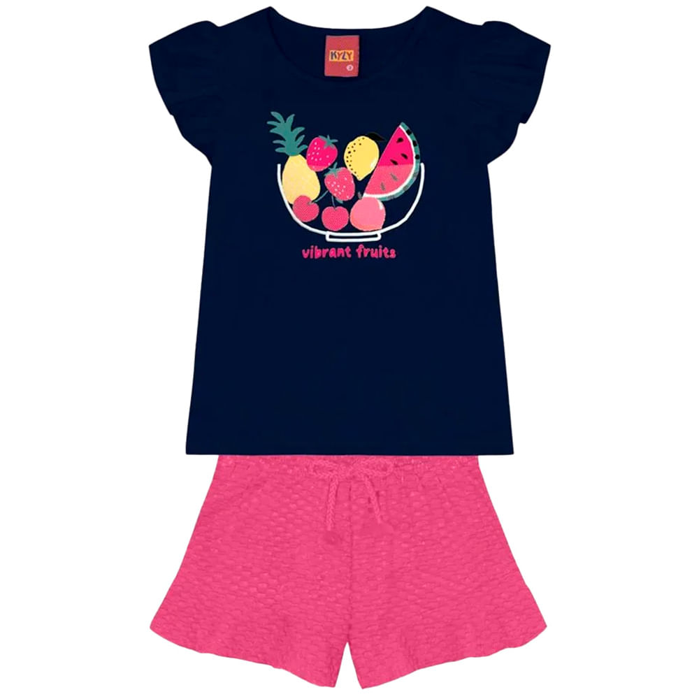 Conjunto de 2 piezas bicolor con estampado para niña
