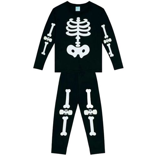 Pijama de 2 piezas negro con estampado para niño