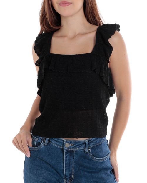 Blusa Unexpected casual negra de tirantes para mujer