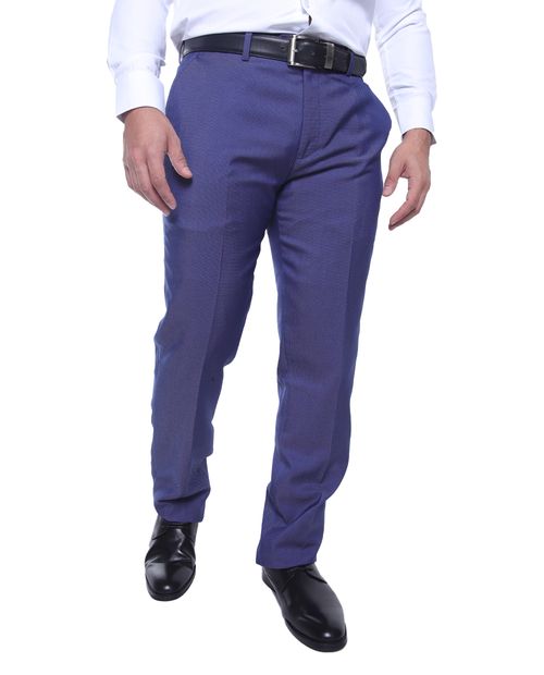 Pantalón de vestir Zanetti Orange azul con textura para hombre