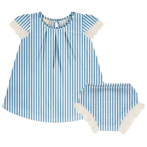 Vestido bicolor a rayas para bebé niña