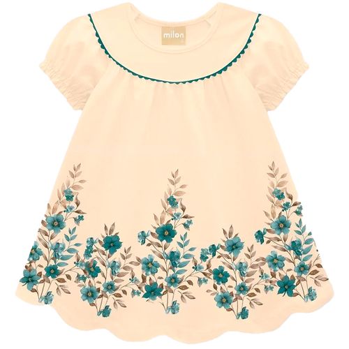 Vestido beige con estampado de flores para bebé niña