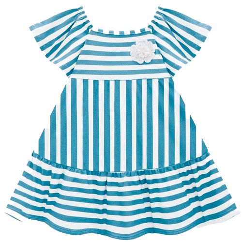 Vestido bicolor a rayas para bebé niña