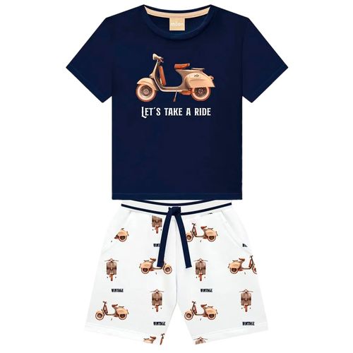 Conjunto de 2 piezas bicolor con estampado de moto para niño
