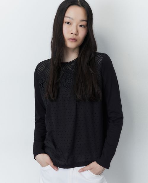 Blusa Sfera casual negra manga larga para mujer
