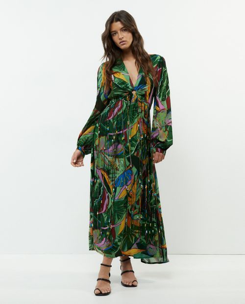 Vestido Sfera maxi estampado manga larga para mujer
