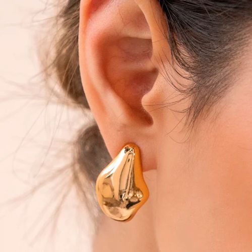 Aretes en forma de gota en baño de oro para mujer